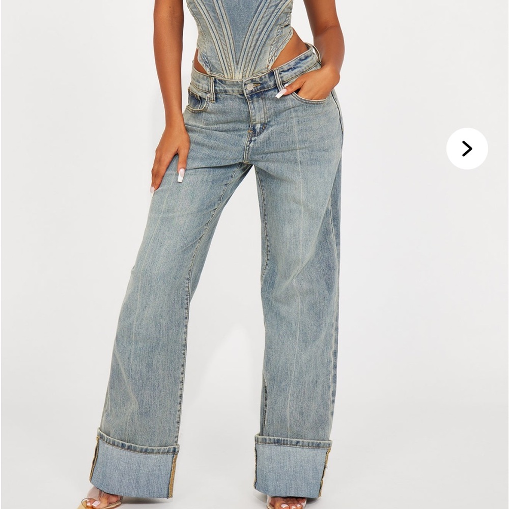 Fashion Nova Blue Flare Wide Leg Jeans